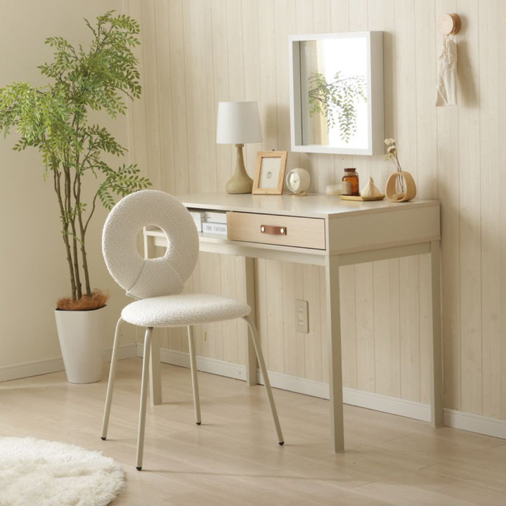 ダイニングチェア座面高49cmブークレ生地ワークチェアモダンチェア