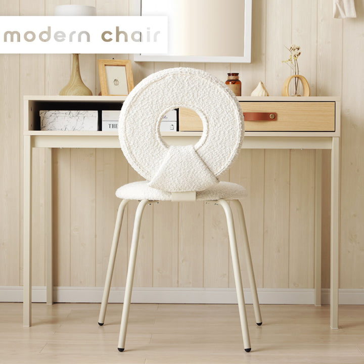 ダイニングチェア座面高49cmブークレ生地ワークチェアモダンチェア