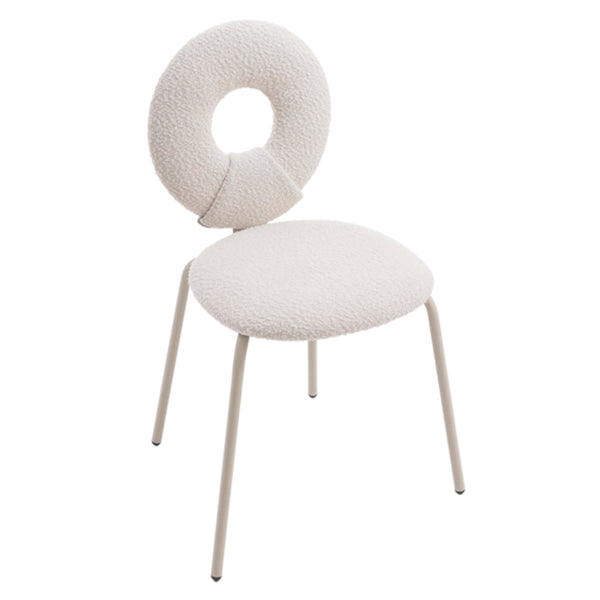 ダイニングチェア座面高49cmブークレ生地ワークチェアモダンチェア