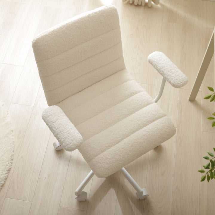 オフィスチェア肘付昇降式座面高40～52cmブークレ生地