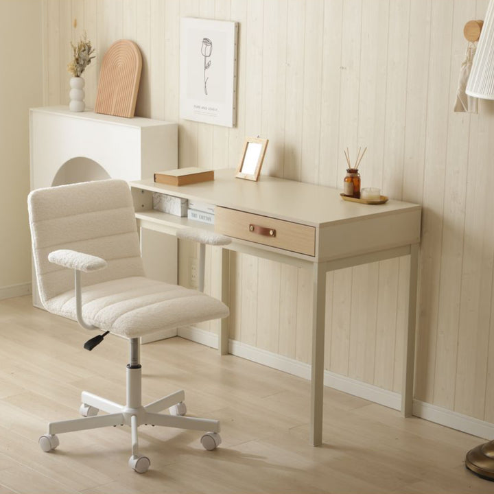 オフィスチェア肘付昇降式座面高40～52cmブークレ生地