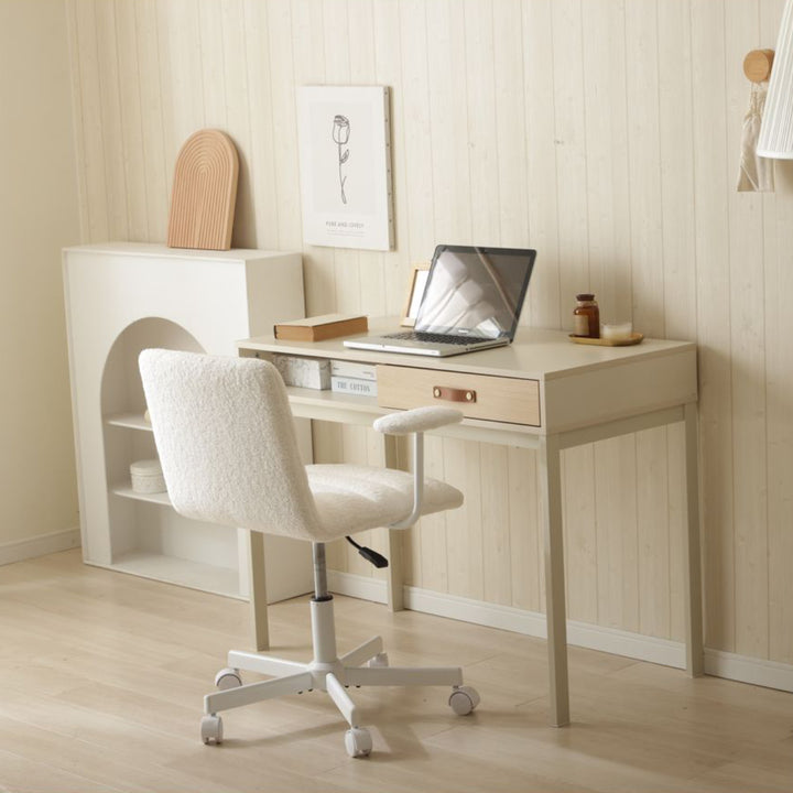 オフィスチェア肘付昇降式座面高40～52cmブークレ生地