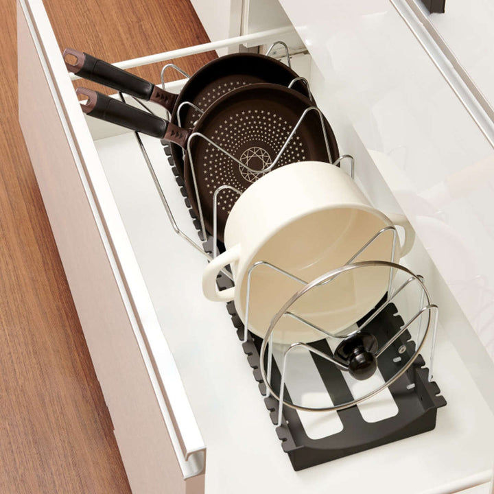 フライパンスタンドフライパン鍋鍋ふたスタンド2WAY伸縮タイプブラックシリーズ