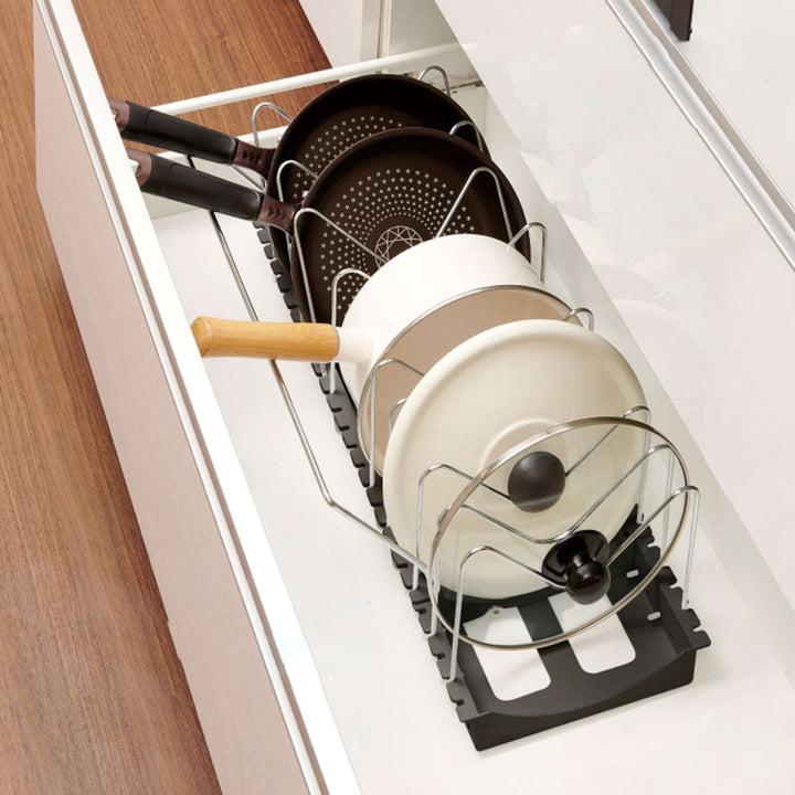 フライパンスタンドフライパン鍋鍋ふたスタンド2WAYワイドタイプブラックシリーズ