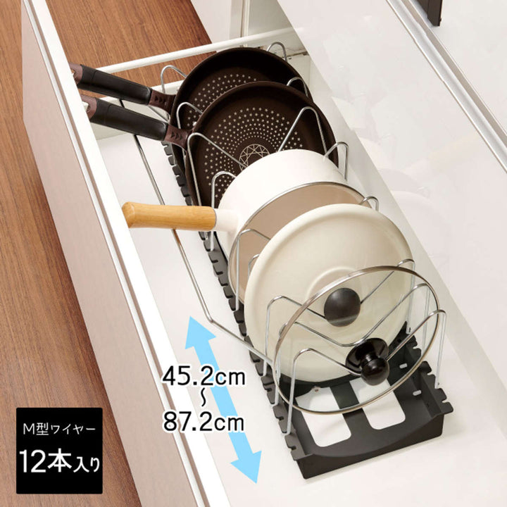 フライパンスタンドフライパン鍋鍋ふたスタンド2WAYワイドタイプブラックシリーズ