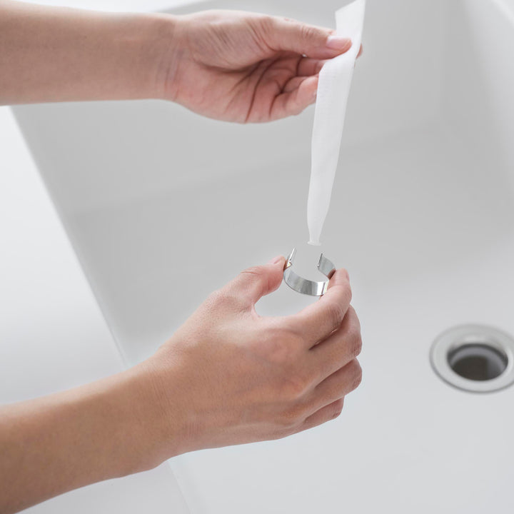 山崎実業tower洗面排水口ゴミ受けネットホルダータワーシルバー