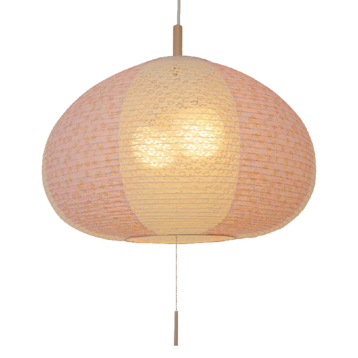 ペンダントライト2灯marron揉み紙桜玉ピンク×小梅白日本製和風天井照明