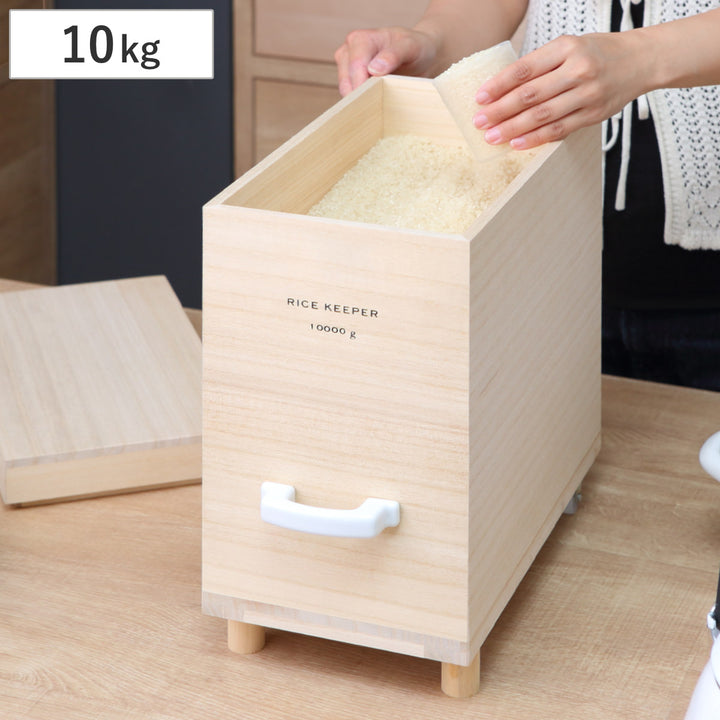 ライスストッカー技物専科米びつ10kg用キャスター付き桐製日本製