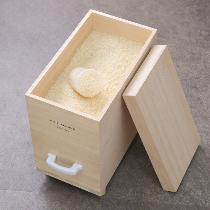 ライスストッカー技物専科米びつ10kg用キャスター付き桐製日本製