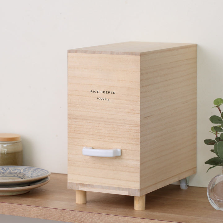 ライスストッカー技物専科米びつ10kg用キャスター付き桐製日本製
