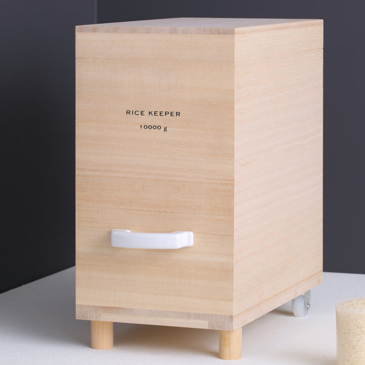 ライスストッカー技物専科米びつ10kg用キャスター付き桐製日本製