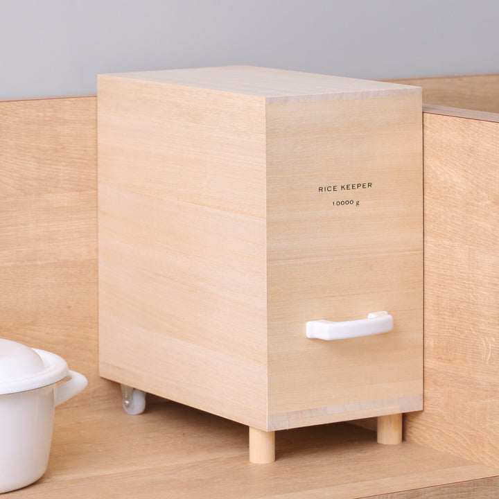 ライスストッカー技物専科米びつ10kg用キャスター付き桐製日本製