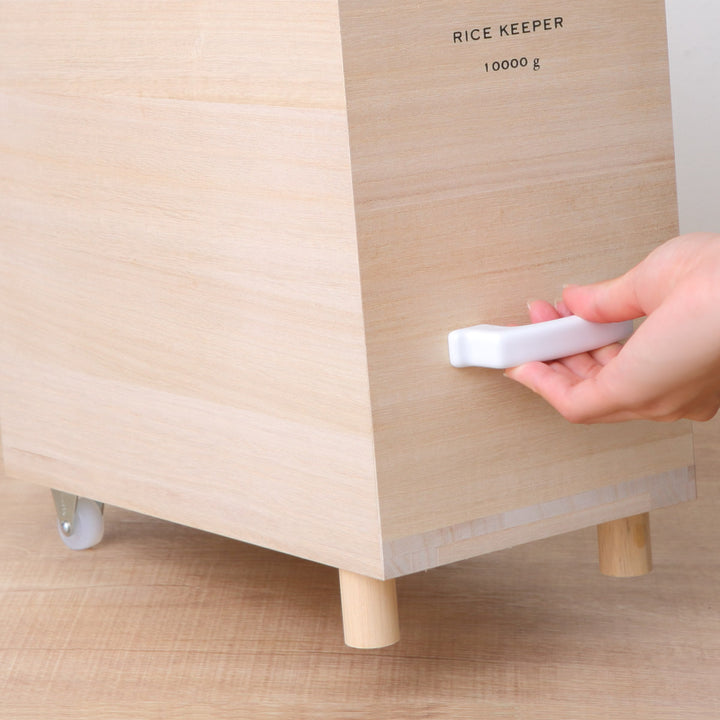 ライスストッカー技物専科米びつ10kg用キャスター付き桐製日本製