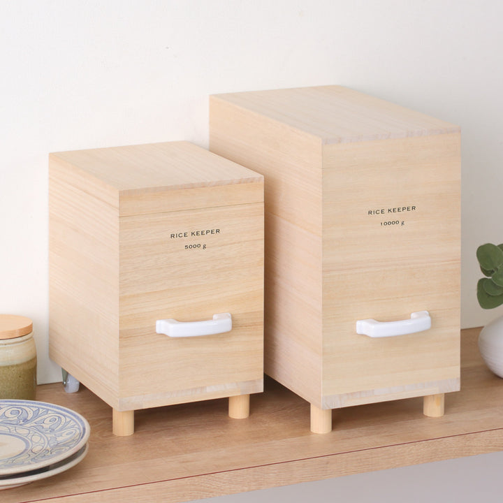 ライスストッカー技物専科米びつ5kg用キャスター付き桐製日本製