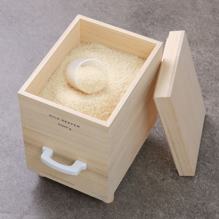 ライスストッカー技物専科米びつ5kg用キャスター付き桐製日本製