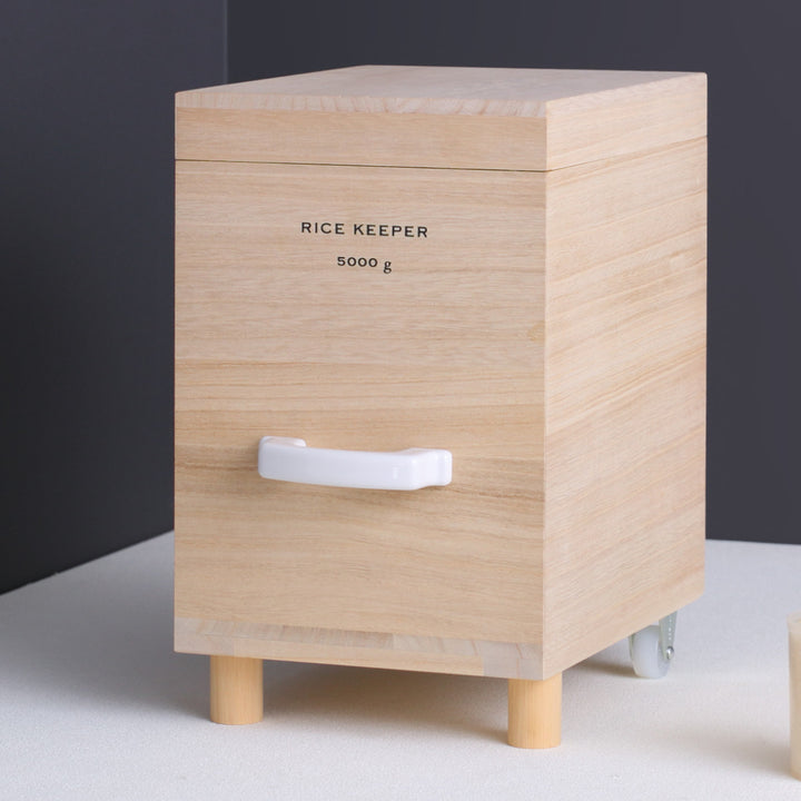 ライスストッカー技物専科米びつ5kg用キャスター付き桐製日本製