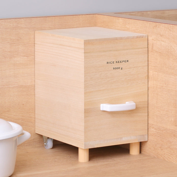 ライスストッカー技物専科米びつ5kg用キャスター付き桐製日本製