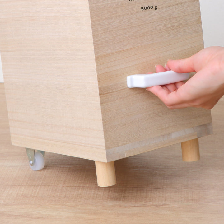 ライスストッカー技物専科米びつ5kg用キャスター付き桐製日本製