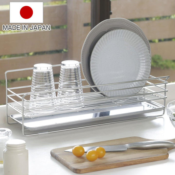 水切りラック奥のスペースに置けるスリム水切りラックステンレス製