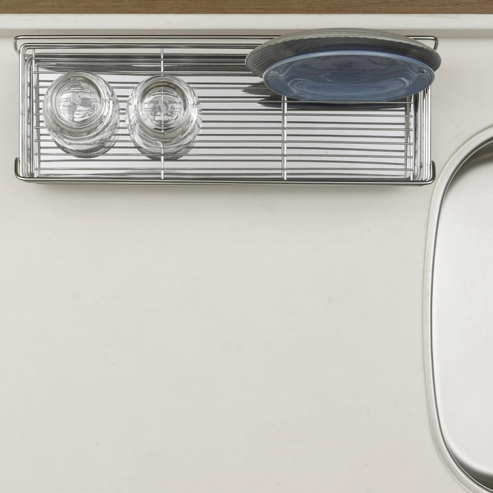 水切りラック奥のスペースに置けるスリム水切りラックステンレス製