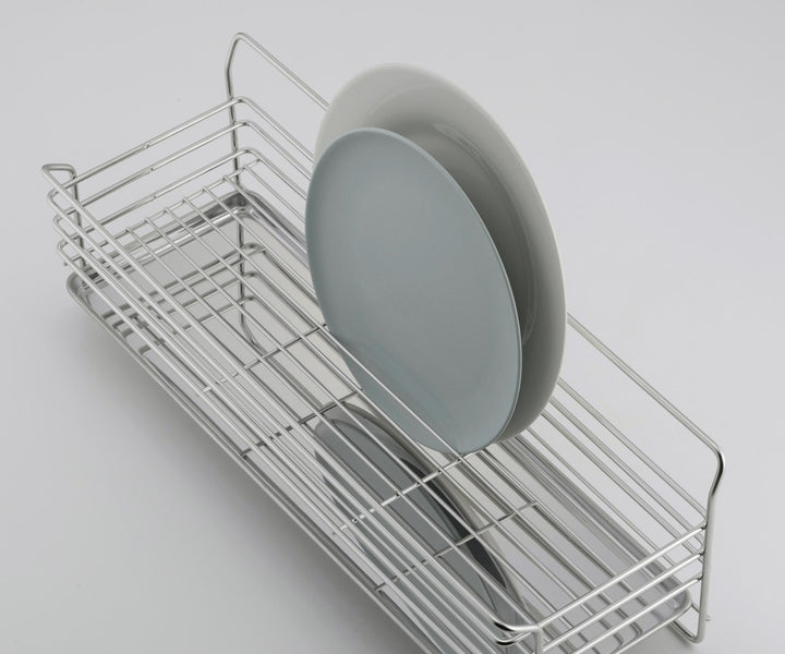 水切りラック奥のスペースに置けるスリム水切りラックステンレス製