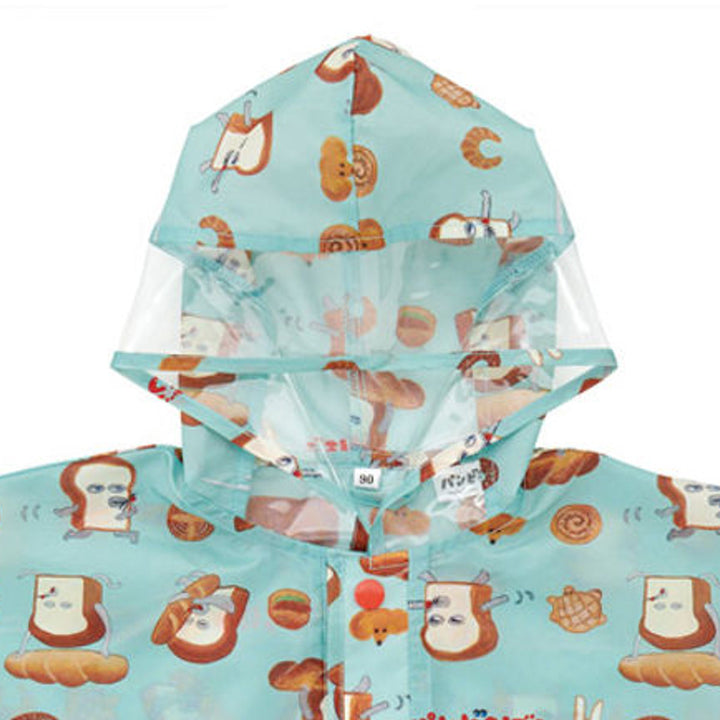 レインコートキッズレインポンチョ前開き収納袋付きパンどろぼう