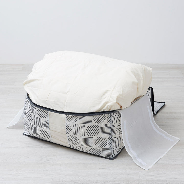 収納袋羽毛布団収納袋不織布北欧柄縦型ダブルコンパクト