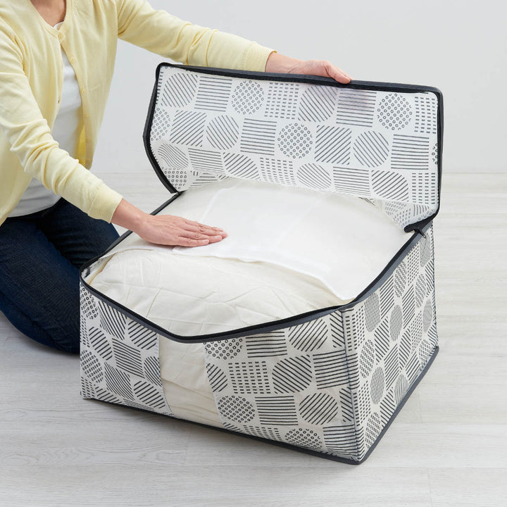 収納袋羽毛布団収納袋不織布北欧柄縦型ダブルコンパクト