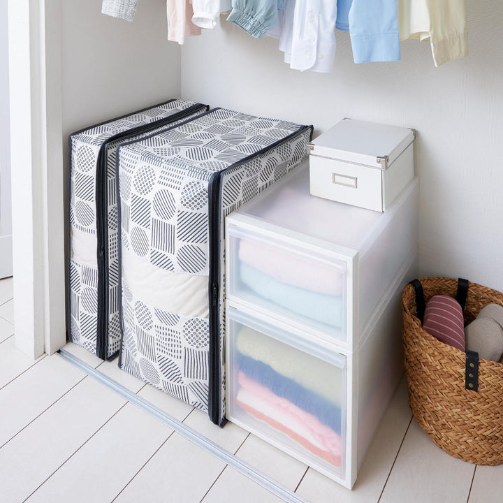 収納袋羽毛布団収納袋不織布北欧柄縦型ダブルコンパクト