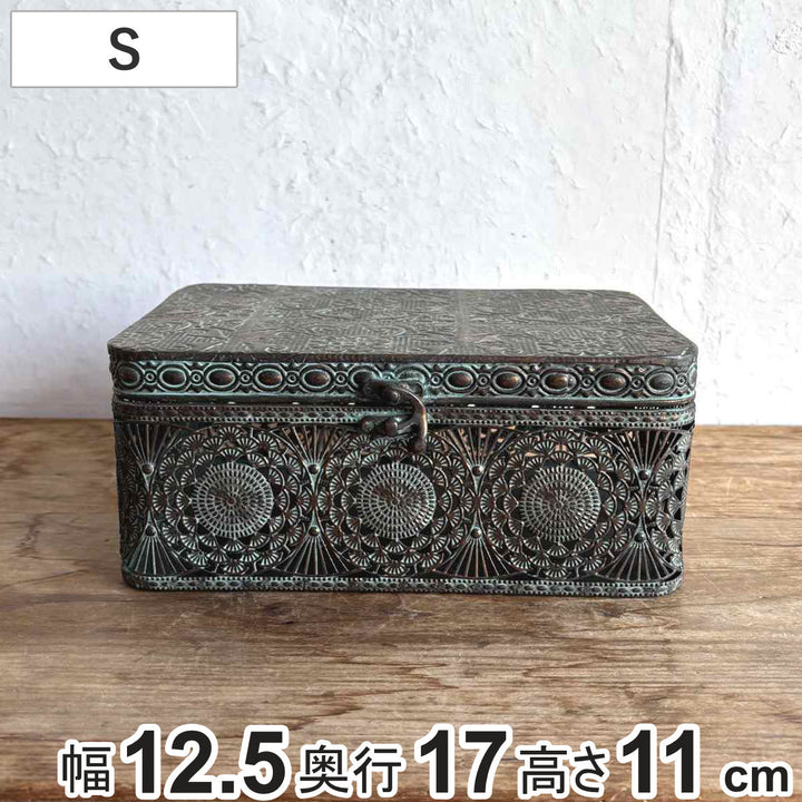 収納ボックスアンクブリキボックスS小物入れふた付き幅25.5×奥行17×高さ11cm