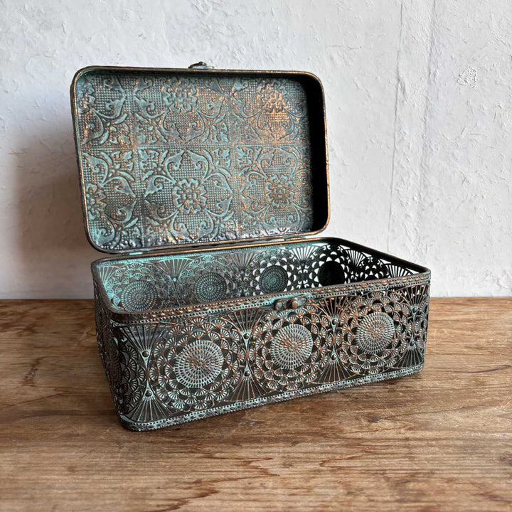 収納ボックスアンクブリキボックスS小物入れふた付き幅25.5×奥行17×高さ11cm