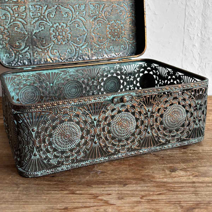 収納ボックスアンクブリキボックスS小物入れふた付き幅25.5×奥行17×高さ11cm