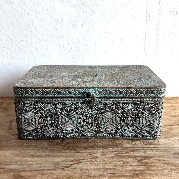 収納ボックスアンクブリキボックスM小物入れふた付き幅30.5×奥行20×高さ12cm