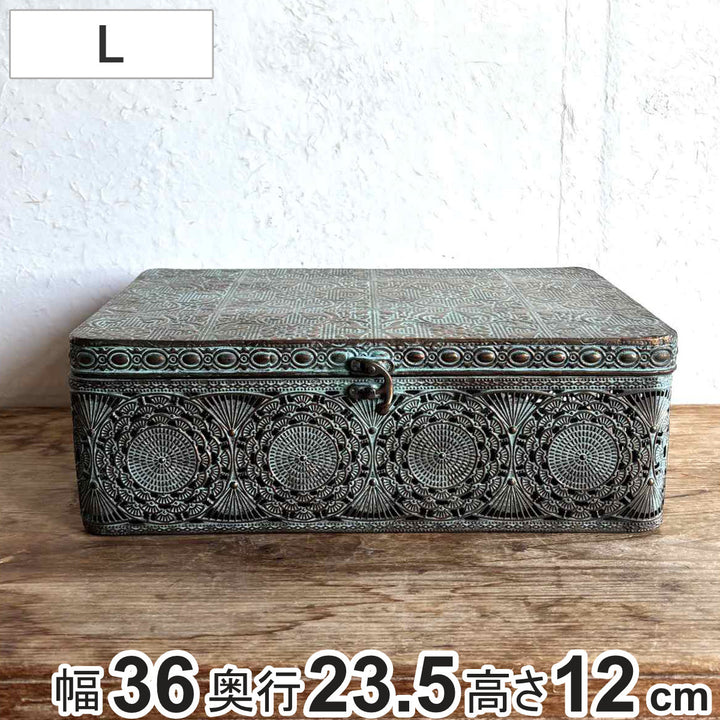 収納ボックスアンクブリキボックスL小物入れふた付き幅36×奥行23.5×高さ12cm