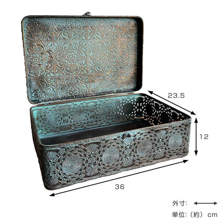 収納ボックスアンクブリキボックスL小物入れふた付き幅36×奥行23.5×高さ12cm