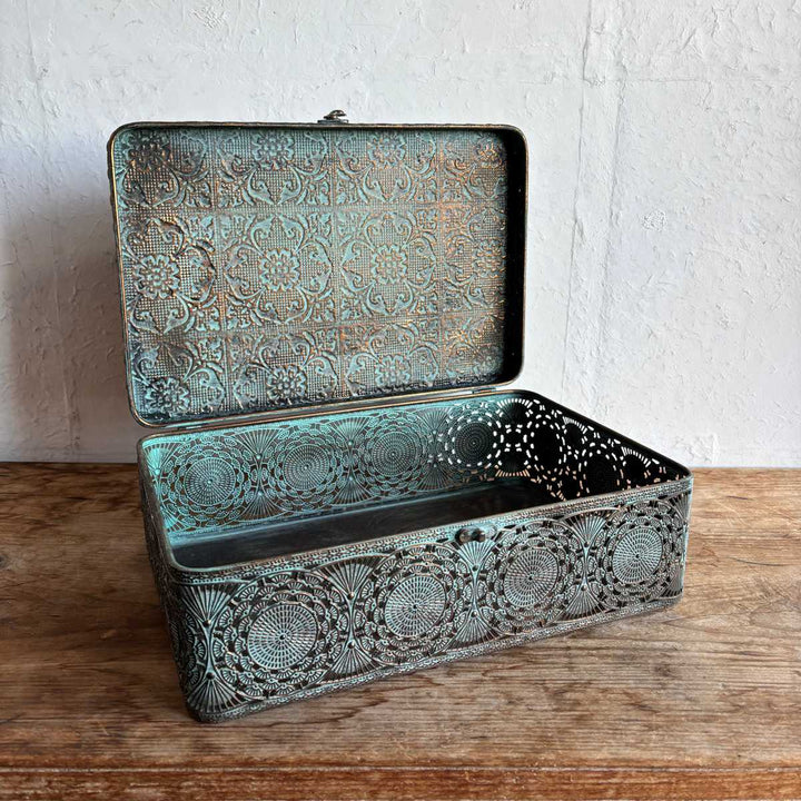 収納ボックスアンクブリキボックスL小物入れふた付き幅36×奥行23.5×高さ12cm