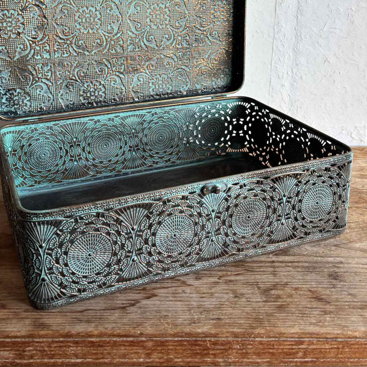 収納ボックスアンクブリキボックスL小物入れふた付き幅36×奥行23.5×高さ12cm