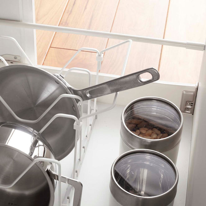 山崎実業Plateシンク下伸縮鍋蓋＆フライパンスタンドプレート