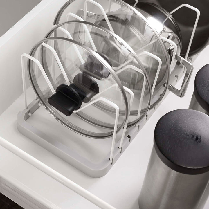 山崎実業Plateシンク下伸縮鍋蓋＆フライパンスタンドプレート