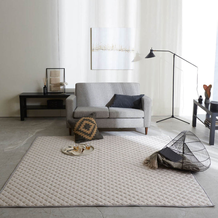 ラグFabtheHome190×190cmヘリンボーンニット洗える