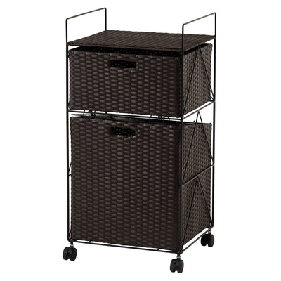 ランドリーワゴン 幅40cm 2段 引き出し キャスター付 完成品