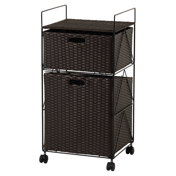 ランドリーワゴン幅40cm2段引き出しキャスター付完成品