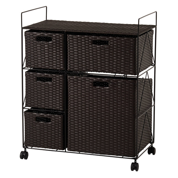 ランドリーワゴン幅65cm3段引き出しキャスター付完成品