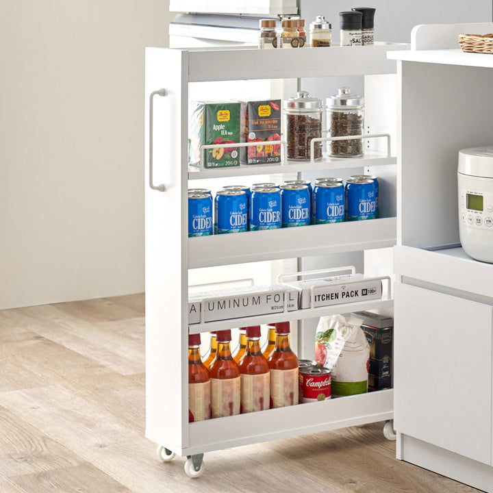 隙間収納ワゴン幅16cmロータイプキャスター付