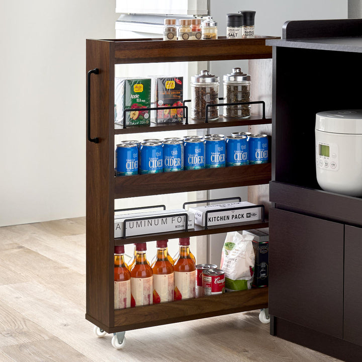 隙間収納ワゴン幅16cmロータイプキャスター付