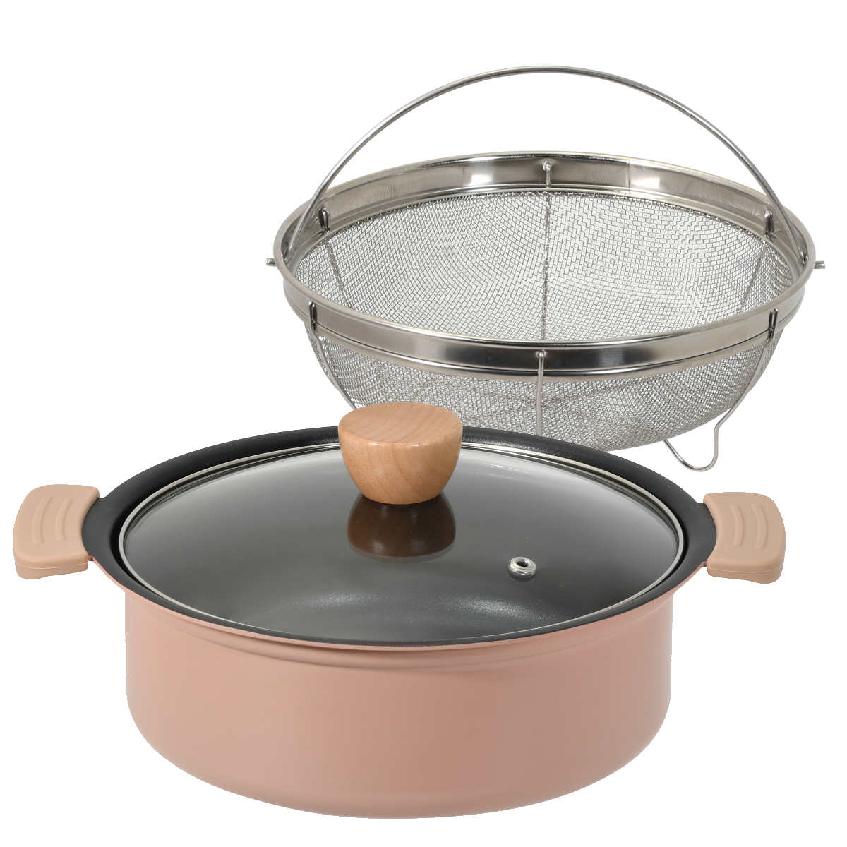 卓上鍋 24cm IH対応 ザル付き ガラス蓋付き 両手鍋 – ハウジー