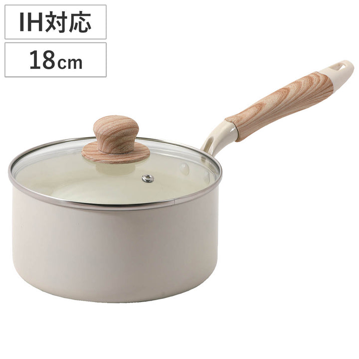 片手鍋18cmIH対応ガラス蓋付きセラミール