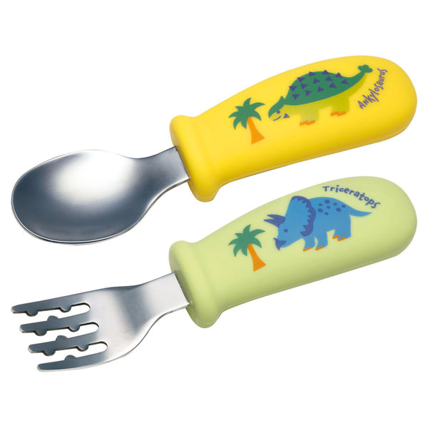 スプーンフォークセットディノサウルス握りやすいシリコン