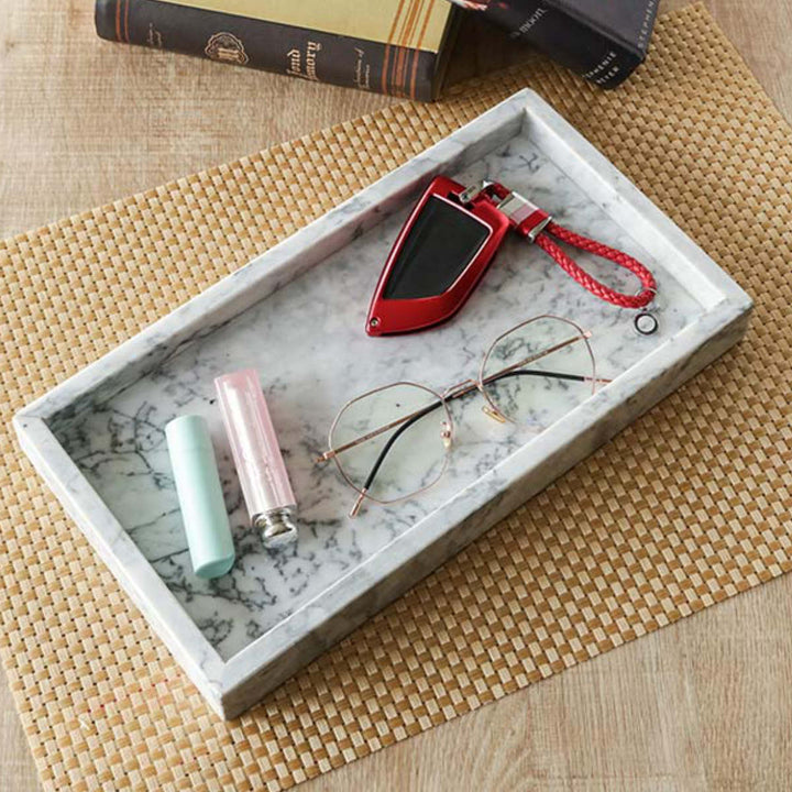 Allstore 大理石 トレー Amazon 大理石柄 トレー 小物置き お手入れ簡単 化粧品 整理 トレイ 洗面台 コスメ 収納 卓上 バスルーム 浴室 おしゃれ かわいい ブラック・大 トレイ・盆 オンライン通販