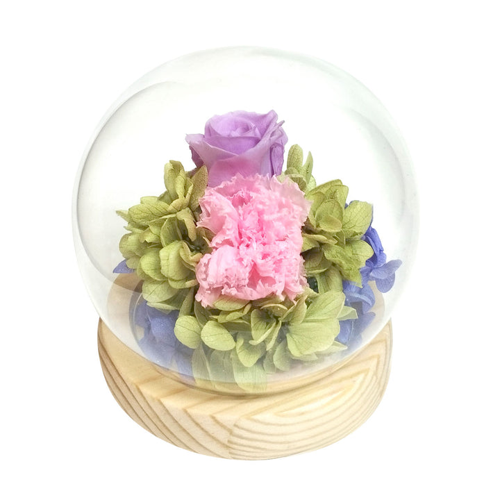 プリザーブドフラワースフィアドームアレンジガラスドーム